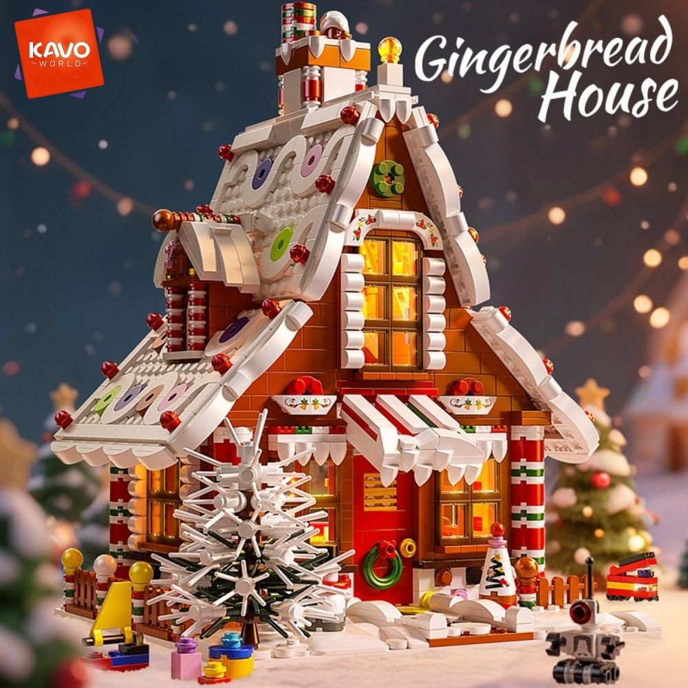 Interior Design Lego - KAVOWORLD ชุดตัวต่อบ้านขนมปังขิงคริสต์มาส 1614 ชิ้น พร้อมไฟ LED
