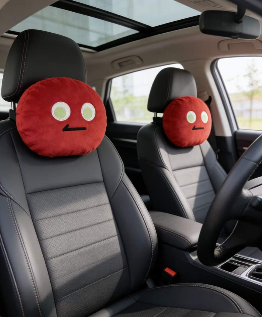 Interior Design Emoji - แผ่นรองศีรษะในรถยนต์ 1 ชิ้น ดีไซน์ทันสมัย ใช้ได้กับรถยนต์ทั่วไป อุปกรณ์ตกแต่งภายในรถยนต์ที่ใช้งานได้จริง