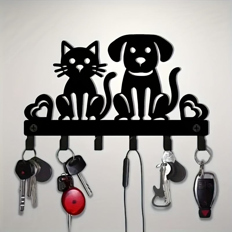 Interior Design Minimalist - CIFBUY ของตกแต่งผนังเหล็ก รูปแมวและสุนัขสุดน่ารัก ที่แขวนกุญแจ ตกแต่งทางเข้าบ้าน ประหยัดพื้นที่
