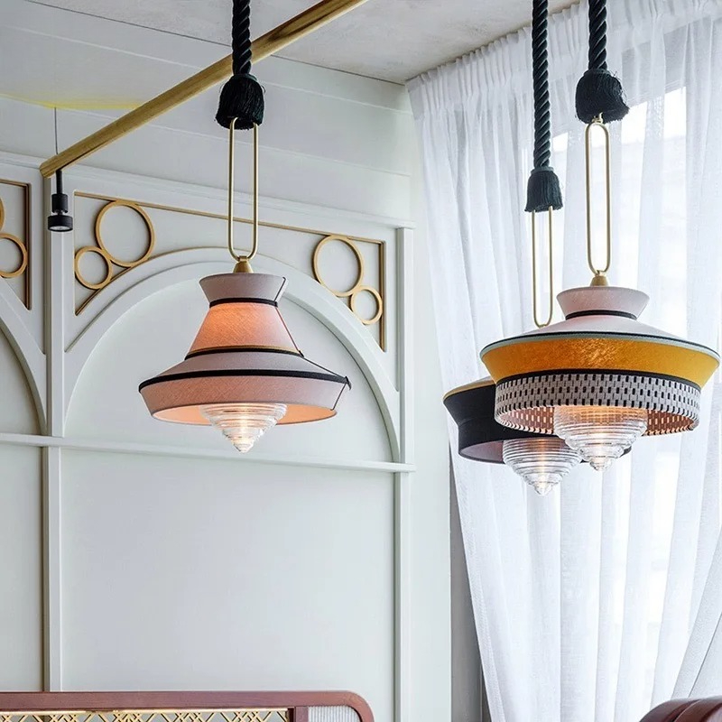 Interior Design Minimalist - โคมไฟห้อยเพดานสไตล์มินิมอลแบบญี่ปุ่น วาบิ-ซาบิ ปี 2026 ทำจากผ้าตกแต่ง พร้อมหลอดไฟ