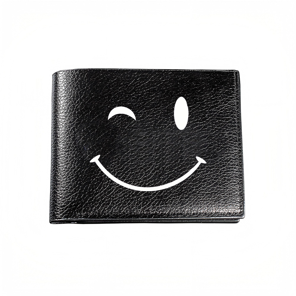 Interior Design Emoji - กระเป๋าสตางค์ผู้ชายลายหน้ายิ้ม ที่ใส่บัตร สไตล์ลำลอง ธุรกิจ แฟชั่น ลายอีโมจิขยิบตา